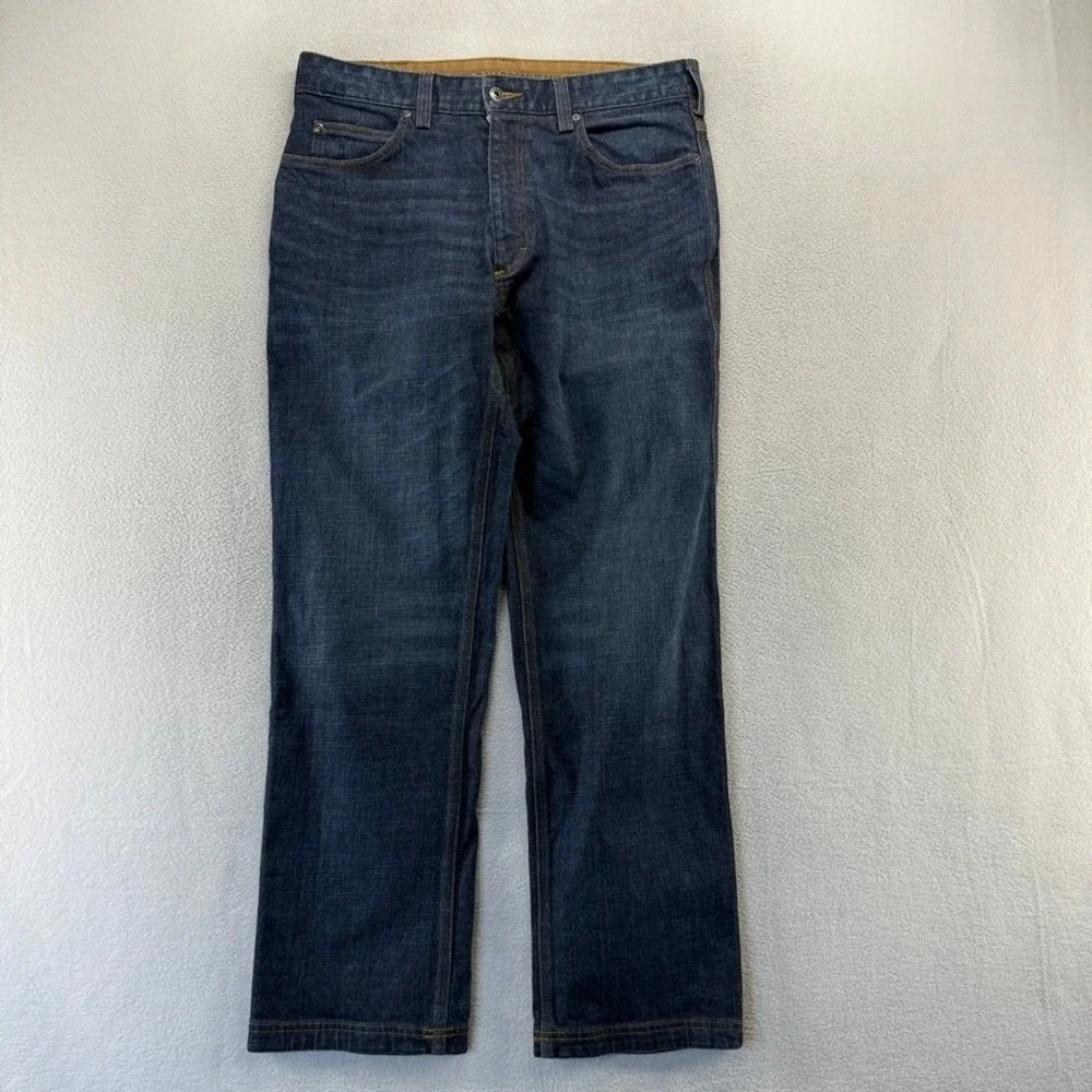 Duluth Jeans Mens 36x32 Blue Flex Ballroom Relaxed Fit Work Denim Cotton Blend